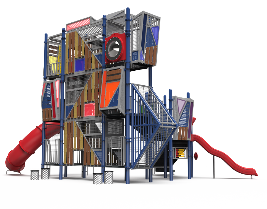 large playground structure with inside space