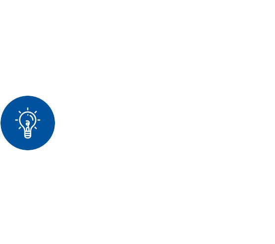 white background with blue circle with a lightbulb in it