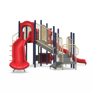 playground with red slide