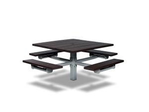 Square Recycled Plastic Table with Four Seats - In-ground (LTGV230G)