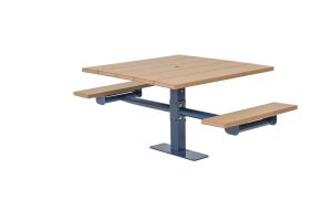 Square Recycled Plastic Table with Two Seats - In-ground (LTGV240G)
