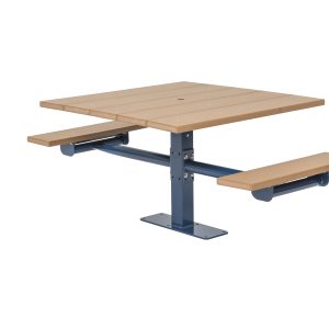 Square Recycled Plastic Table with Two Seats - In-ground (LTGV240G)